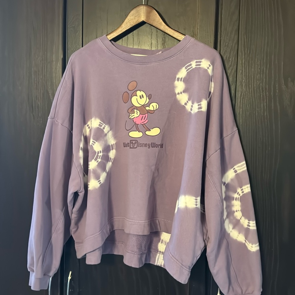 Disney WDW Mickey Mouse Genuine Mousewear Purple Tie-Dye Sweatshirt Women XL